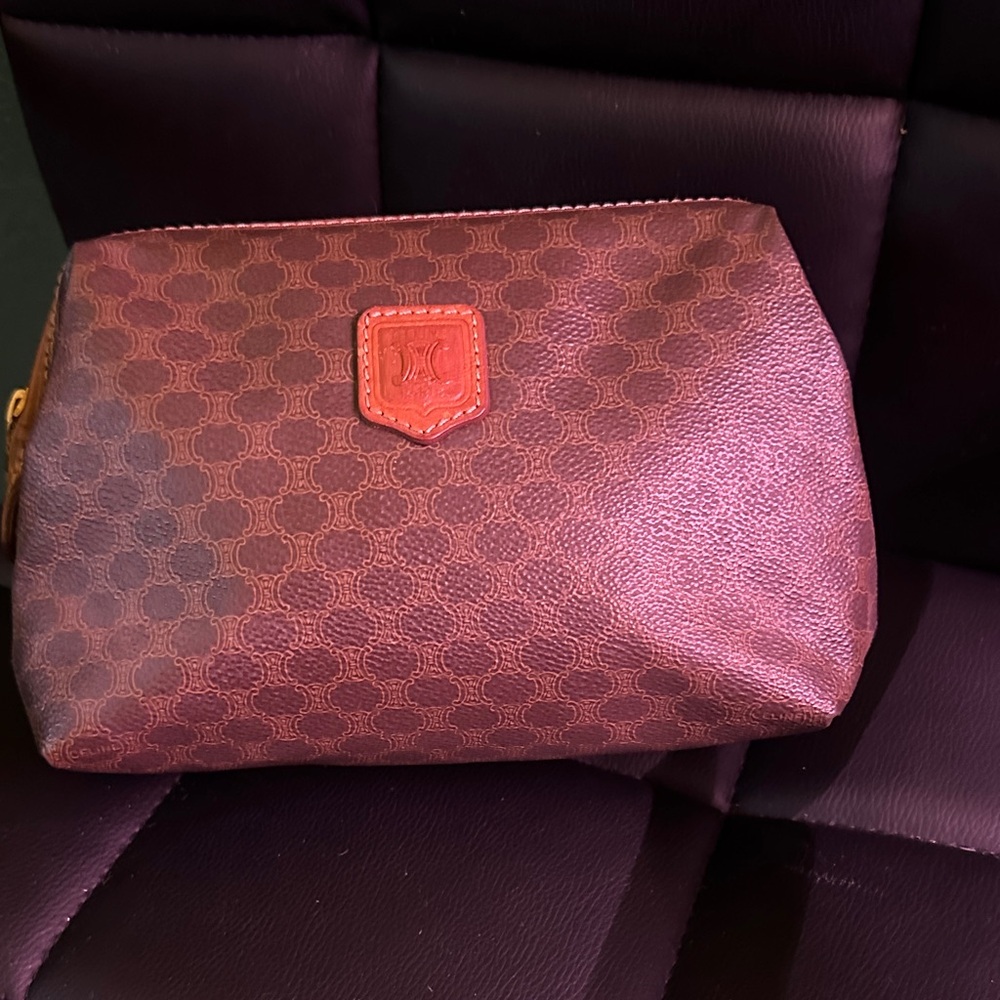 Celine Brown Patterned Cosmetic Bag